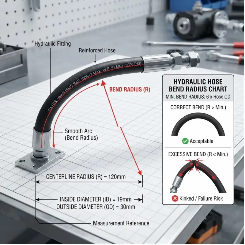 the hydraulic hose bend radius