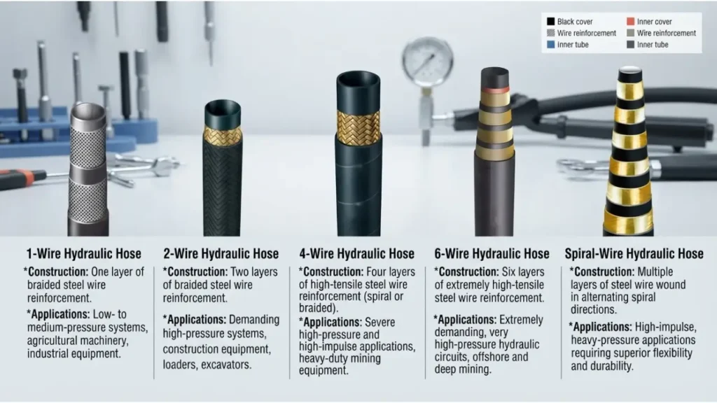 the types of wire hydraulic hoses
