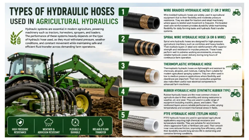 what types of hydraulic hoses can be used for agricultural hydraulics
