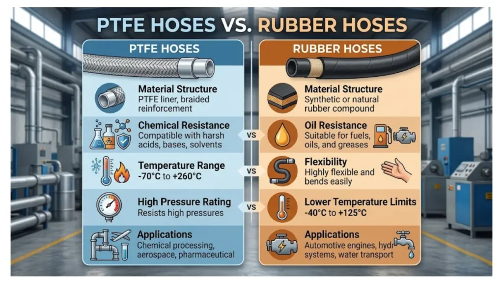 how to choose ptfe hoses and rubber hoses