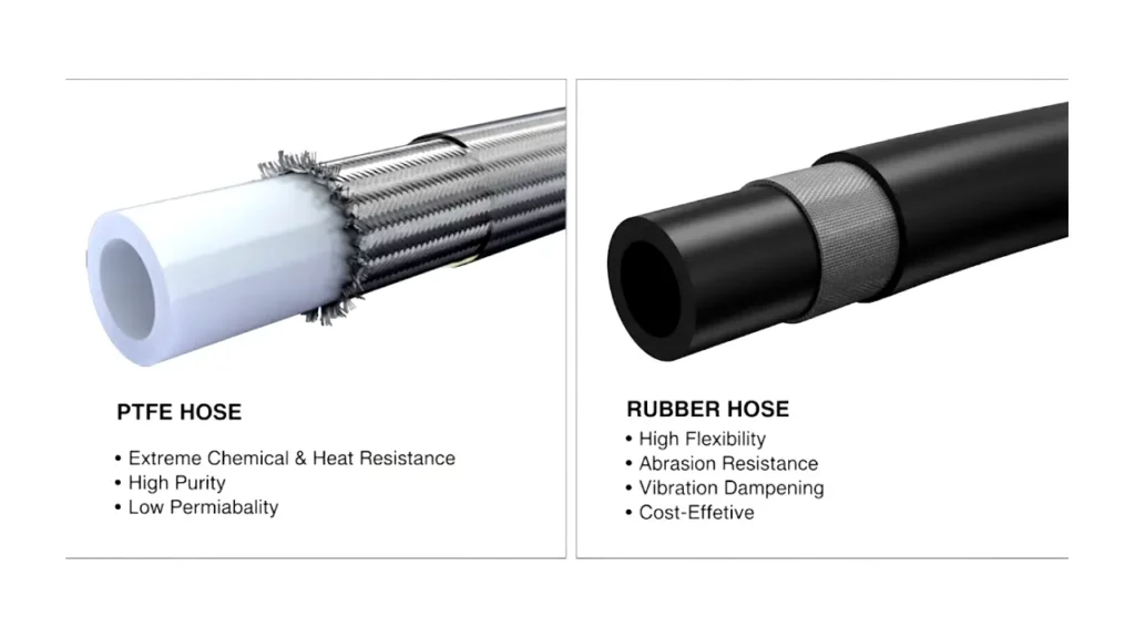ptfe hose vs rubber hose