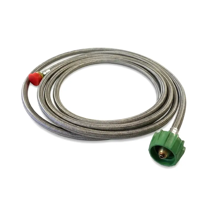 braided propane hose with gauge